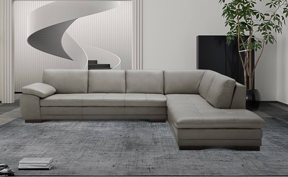 625 Italian Leather Sectional Grey W, Italian Leather Sectional